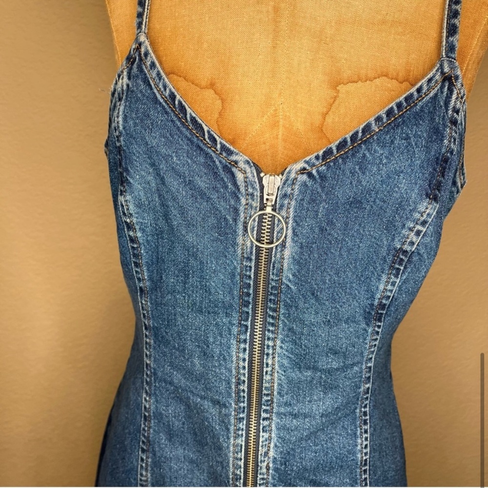 EUC Topshop Moto Zip Front Denim Dress - Picture 6 of 7